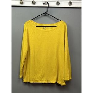 J Crew Shirt Womens XL Yellow‎ Slub Tee Long Sleeve Knit Casual Lightweight Top